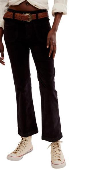 Free People High Time Kick Corduroy Flare Pants in Black at Nordstrom, Size 0 Product Image