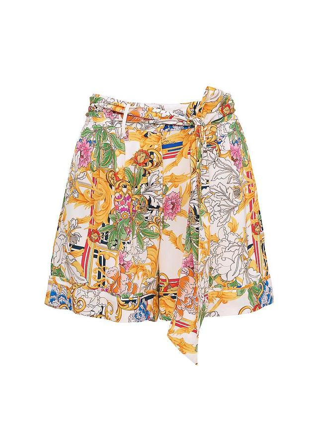 Womens Raisa Baroque Floral Belted Shorts Product Image