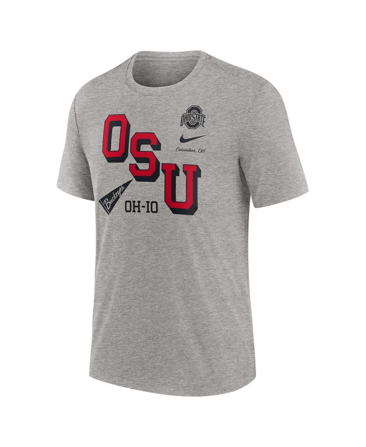 NIKE Men's Heather Gray Ohio State Buckeyes Blitz Roll Call Tri-blend T-shirt Product Image