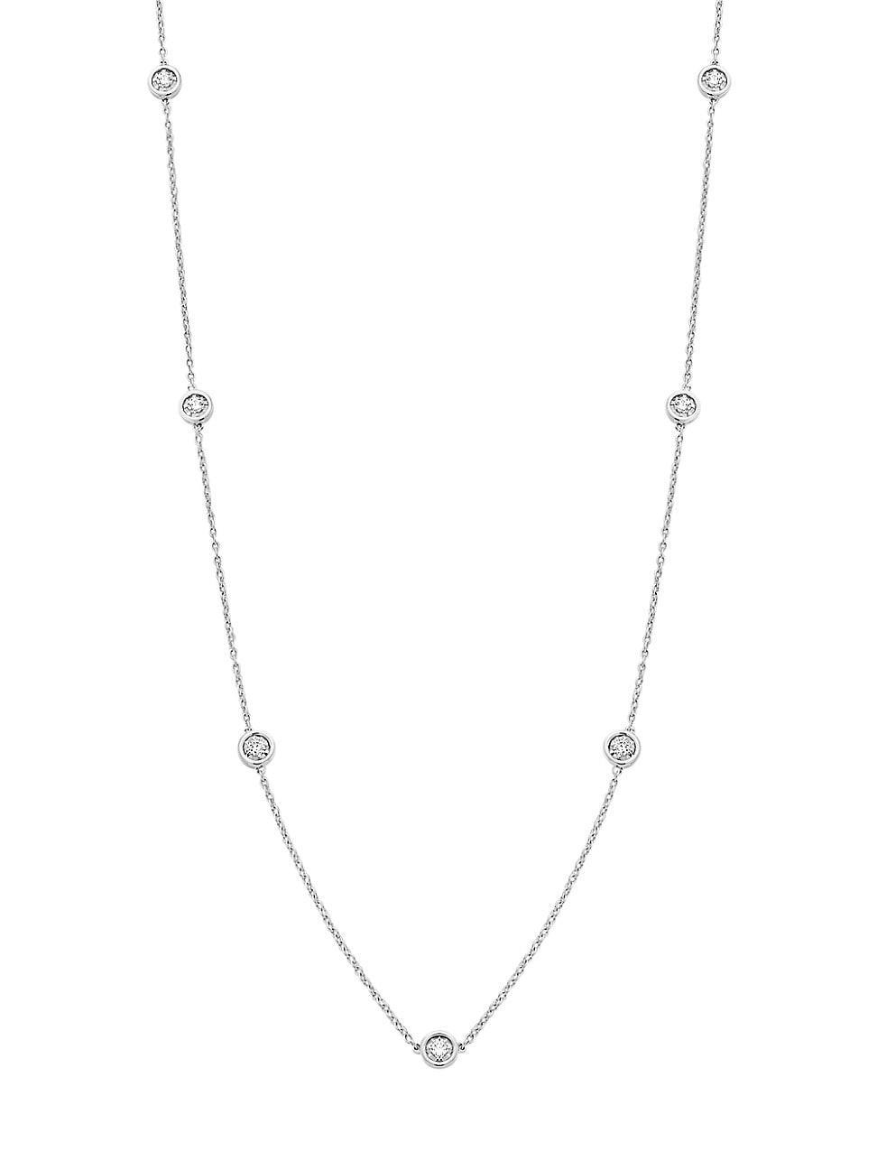 Womens 14K White Gold & 0.25 TCW Diamond Station Necklace Product Image