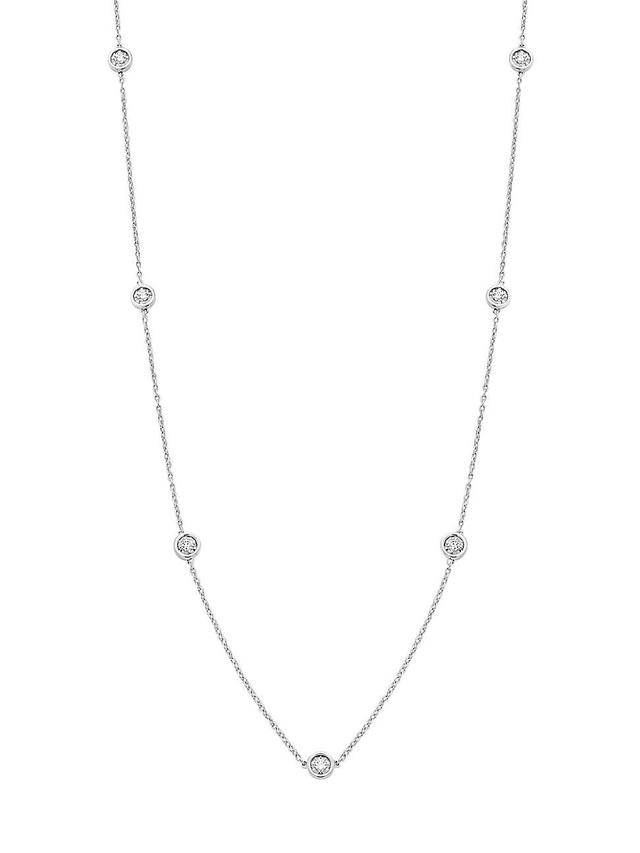 Womens 14K White Gold & 0.25 TCW Diamond Station Necklace Product Image