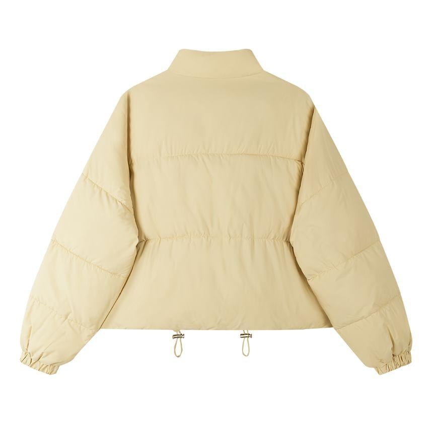 Plain Drawstring Single-Breasted Puffer Coat Product Image