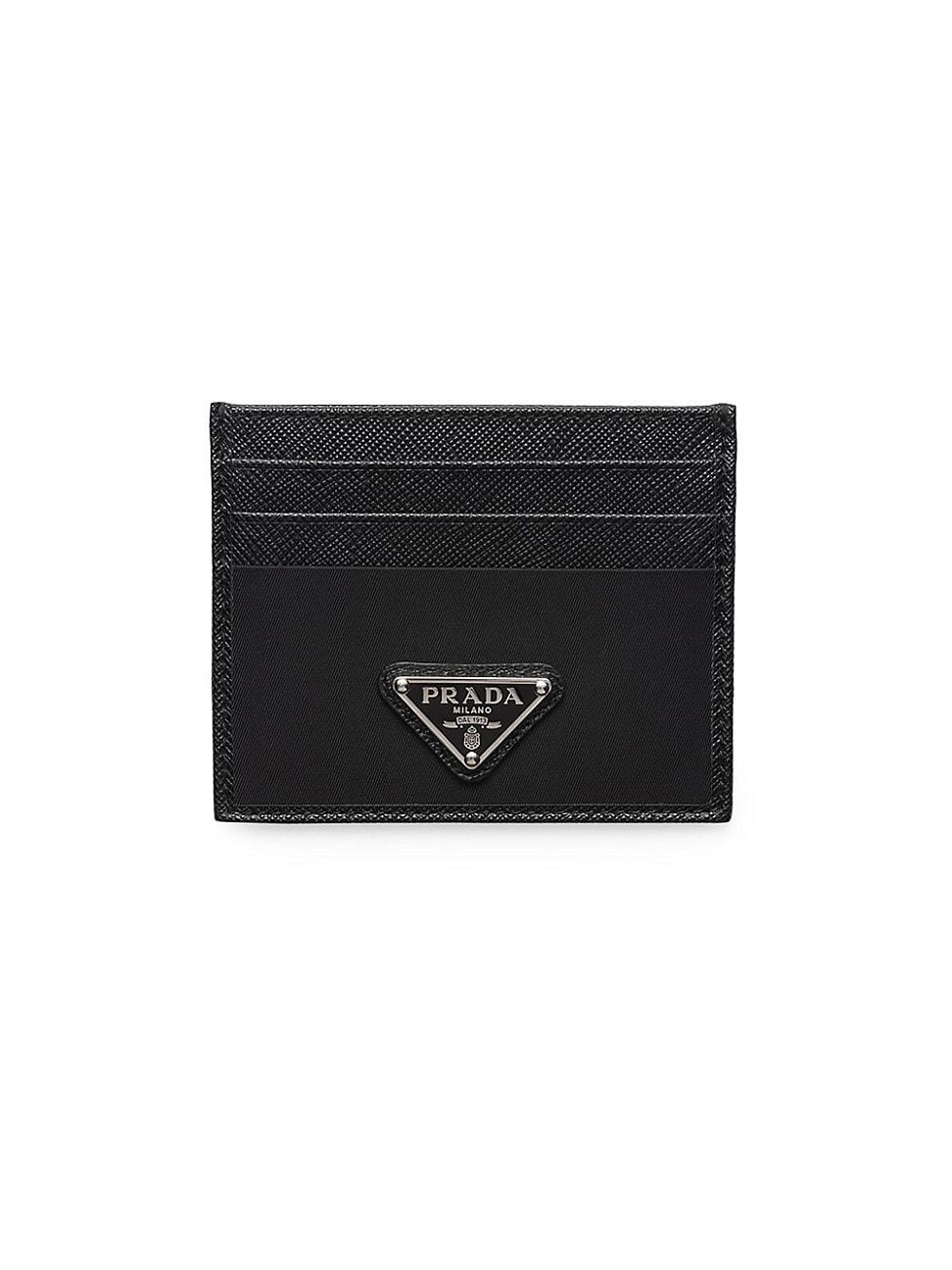 Mens Re-Nylon and Saffiano Leather Card Holder Product Image