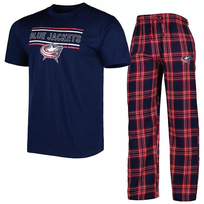 Mens Concepts Sport /Red Columbus Blue Jackets Badge T-Shirt & Pants Sleep Set Product Image