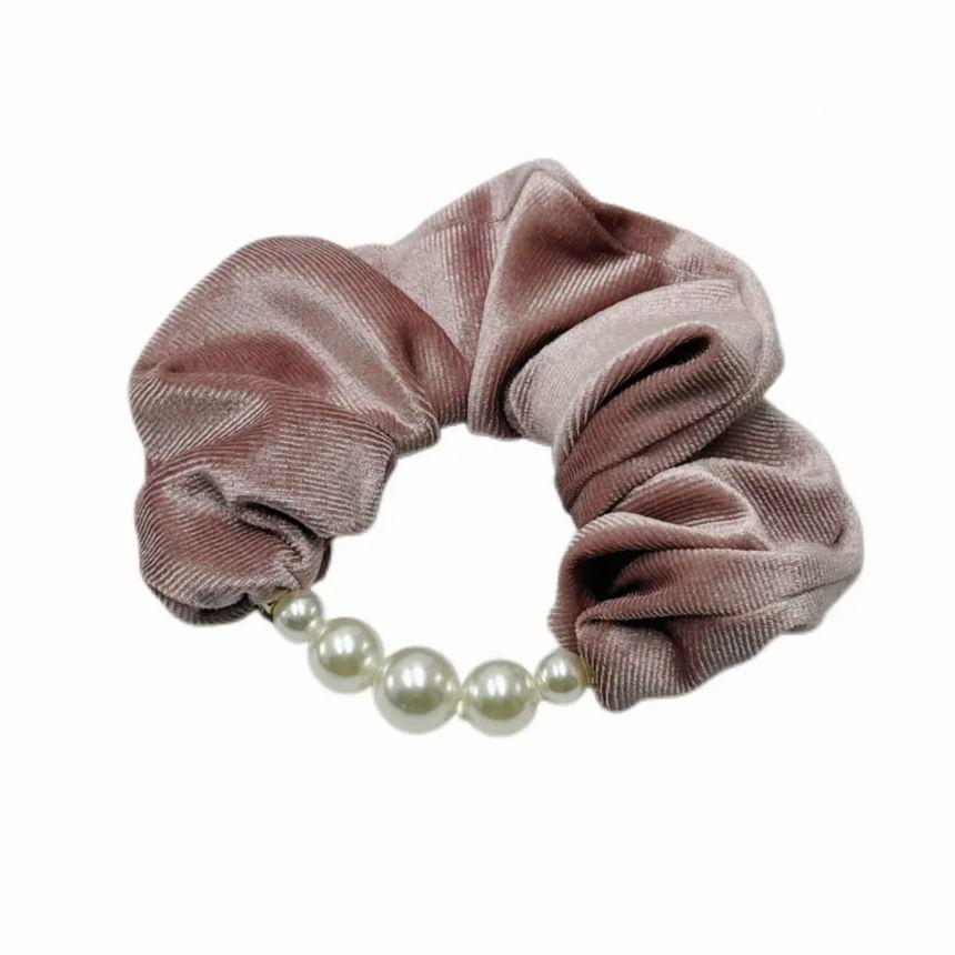 Faux Pearl Velvet Scrunchie Product Image