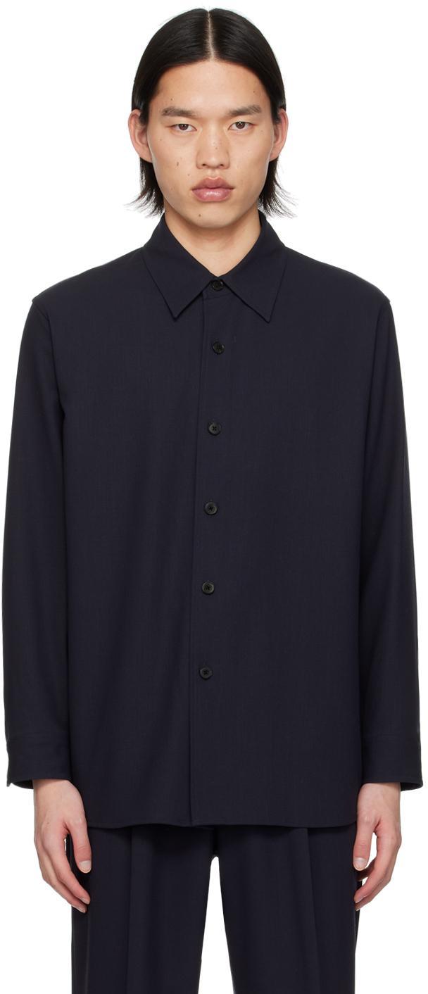 AURALEE Navy Button Up Shirt In Black Product Image