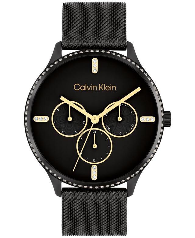 Calvin Klein Womens Multi-Function Black Stainless Steel Mesh Bracelet Watch 38mm Product Image