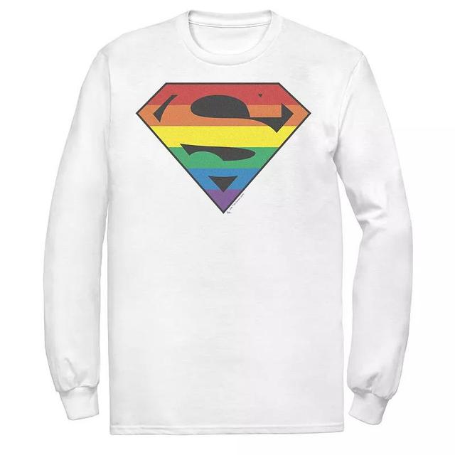 Mens Superman Rainbow Striped Chest Logo Tee Product Image