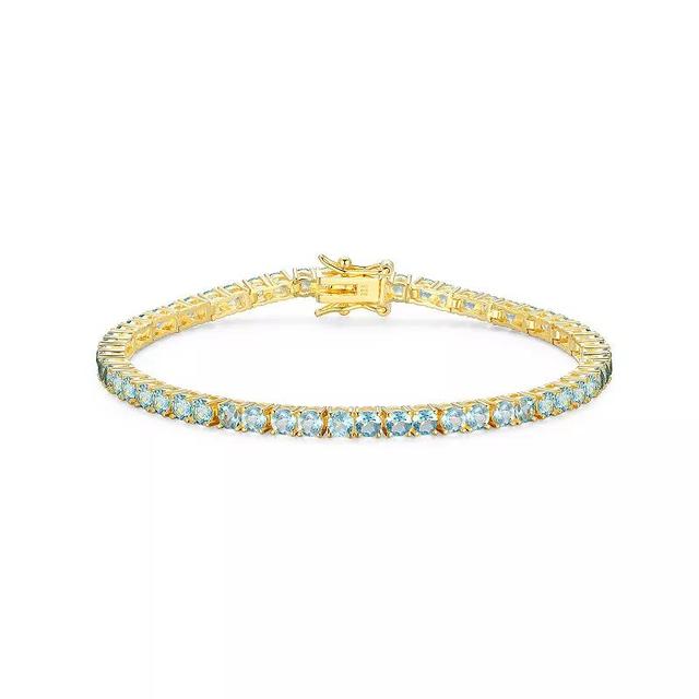 18k Gold over Silver Birthstone Tennis Bracelet, Womens Genuine Blue Topaz Dec Product Image