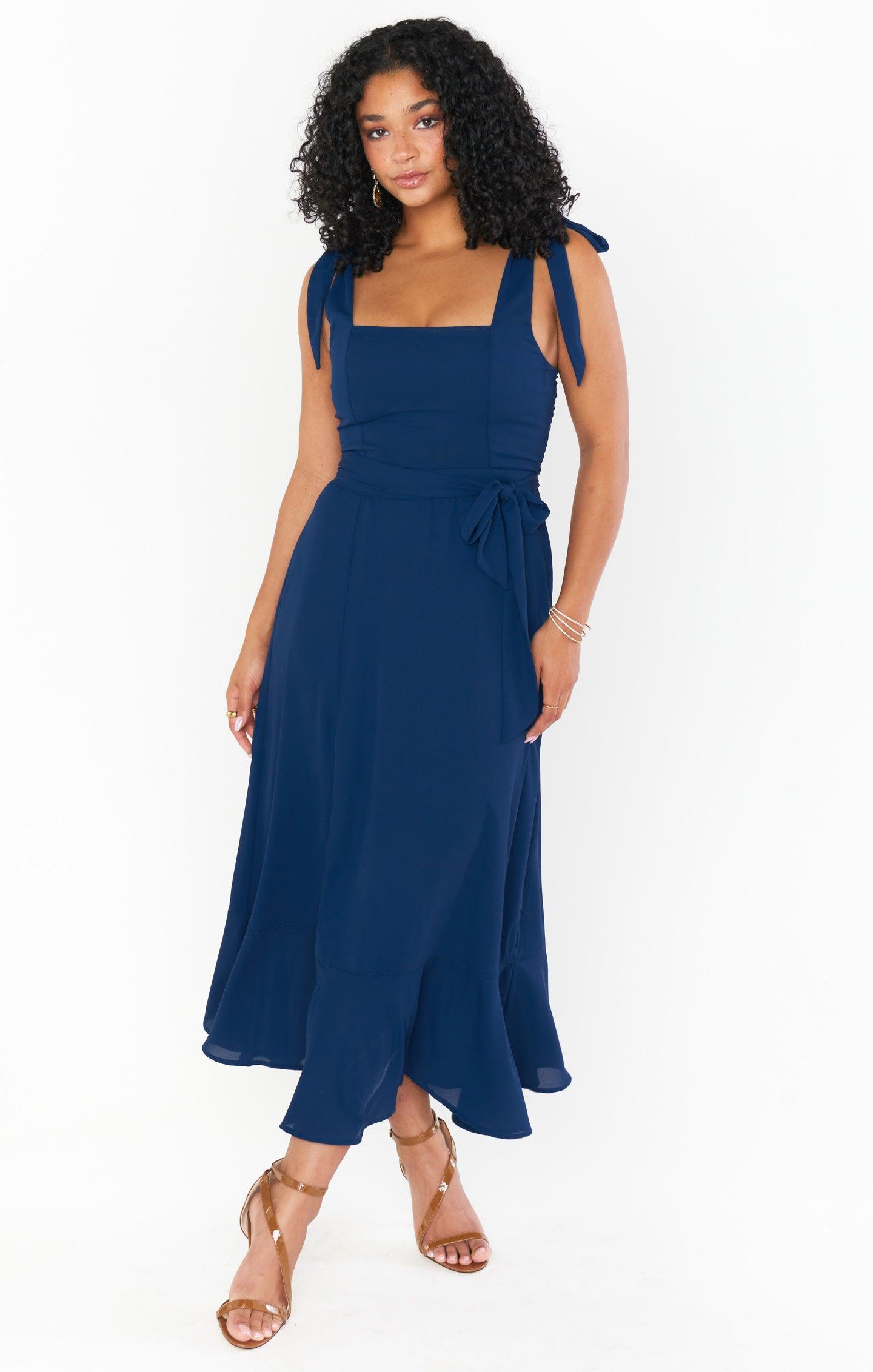 Claire Midi Dress ~ Rich Navy Crisp Product Image