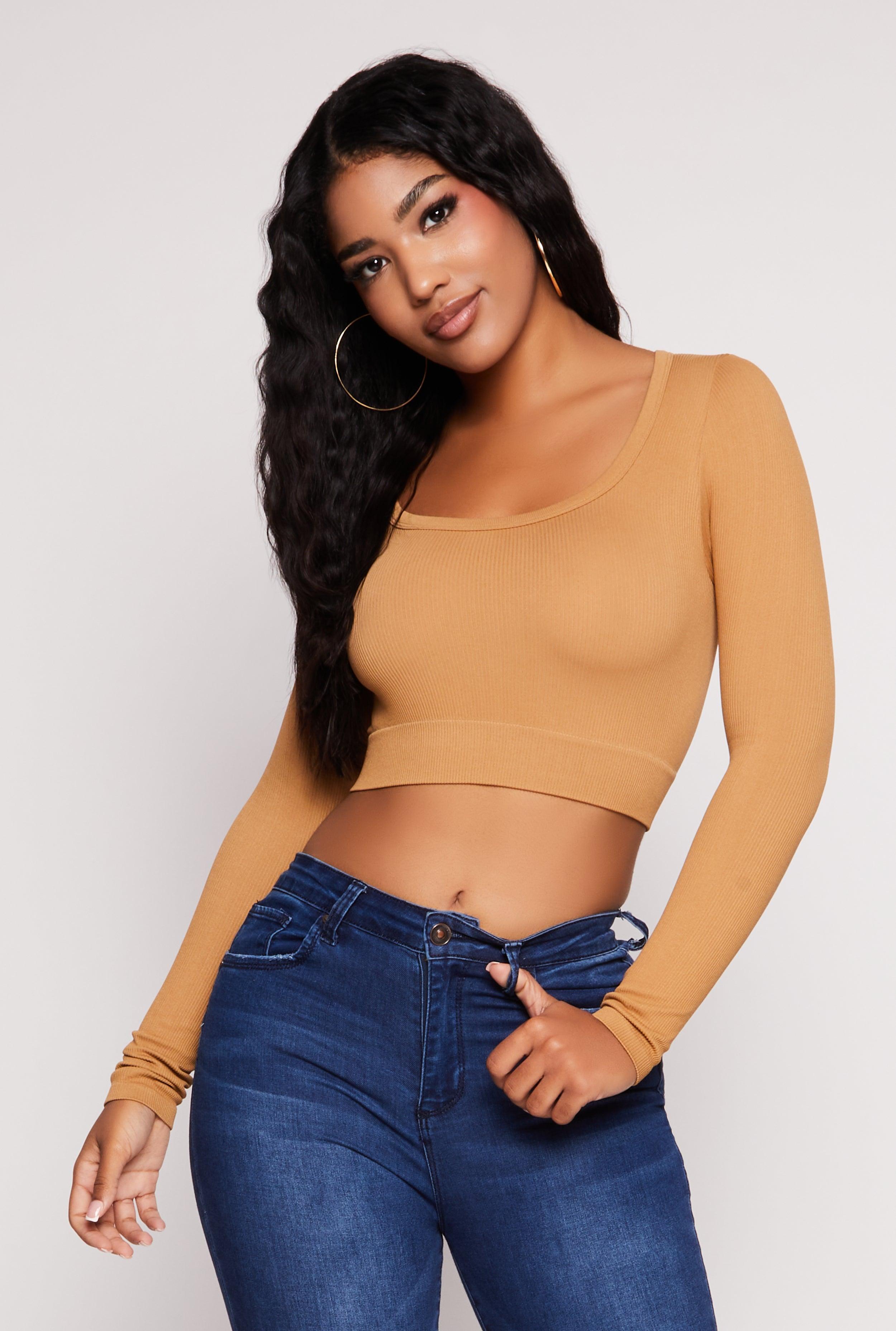 Womens Seamless Ribbed Scoop Neck Crop Top product image