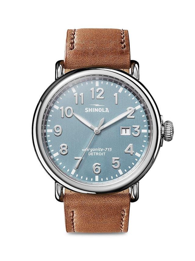 Mens The Runwell Three Hand Date Stainless Steel & Leather-Strap Watch Product Image