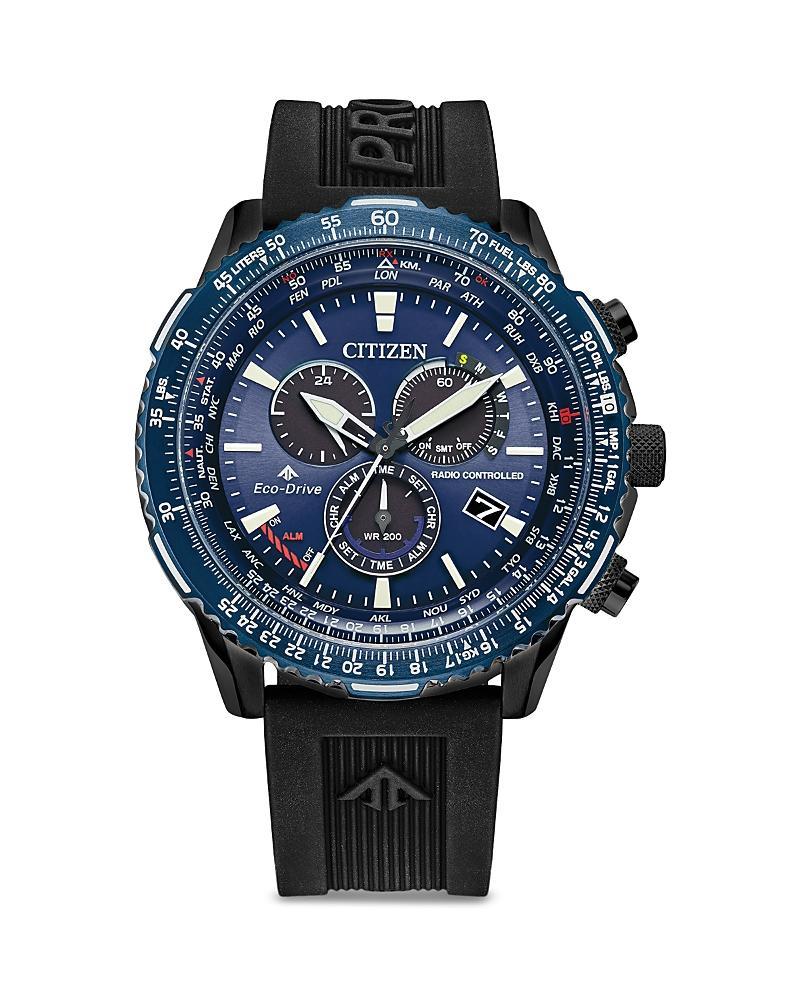 Men's Citizen Eco-DriveÂ® Promaster Air Two-Tone IP Chronograph Strap Watch with Blue Dial (Model: Cb5006-02L) Product Image