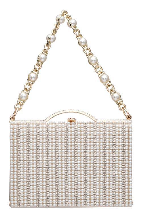 Nina Issa White Imitation Pearl & Crystal Clutch Product Image