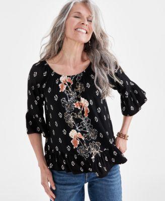 Petite Gigi Runway Printed On Off Shoulder Top, Created for Macy's Product Image