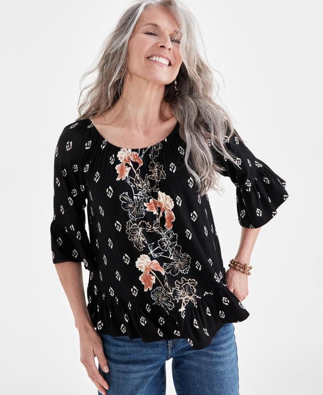 Petite Gigi Runway Printed On Off Shoulder Top, Created for Macy's Product Image