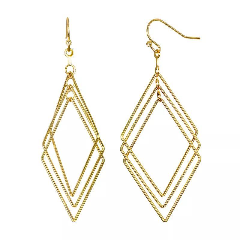 Emberly Silver Tone 3 Part Open Triangle Fishhook Earrings, Womens Product Image