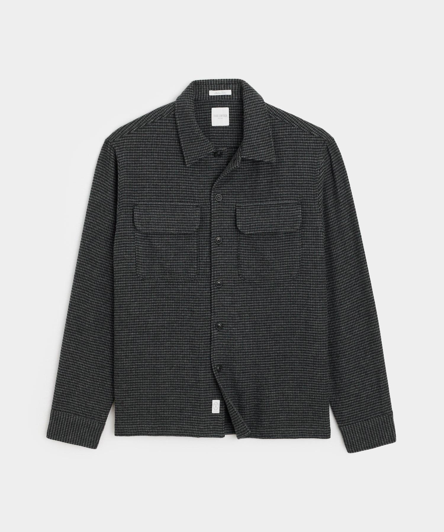 Italian Wool Field Overshirt in Charcoal Houndstooth Product Image