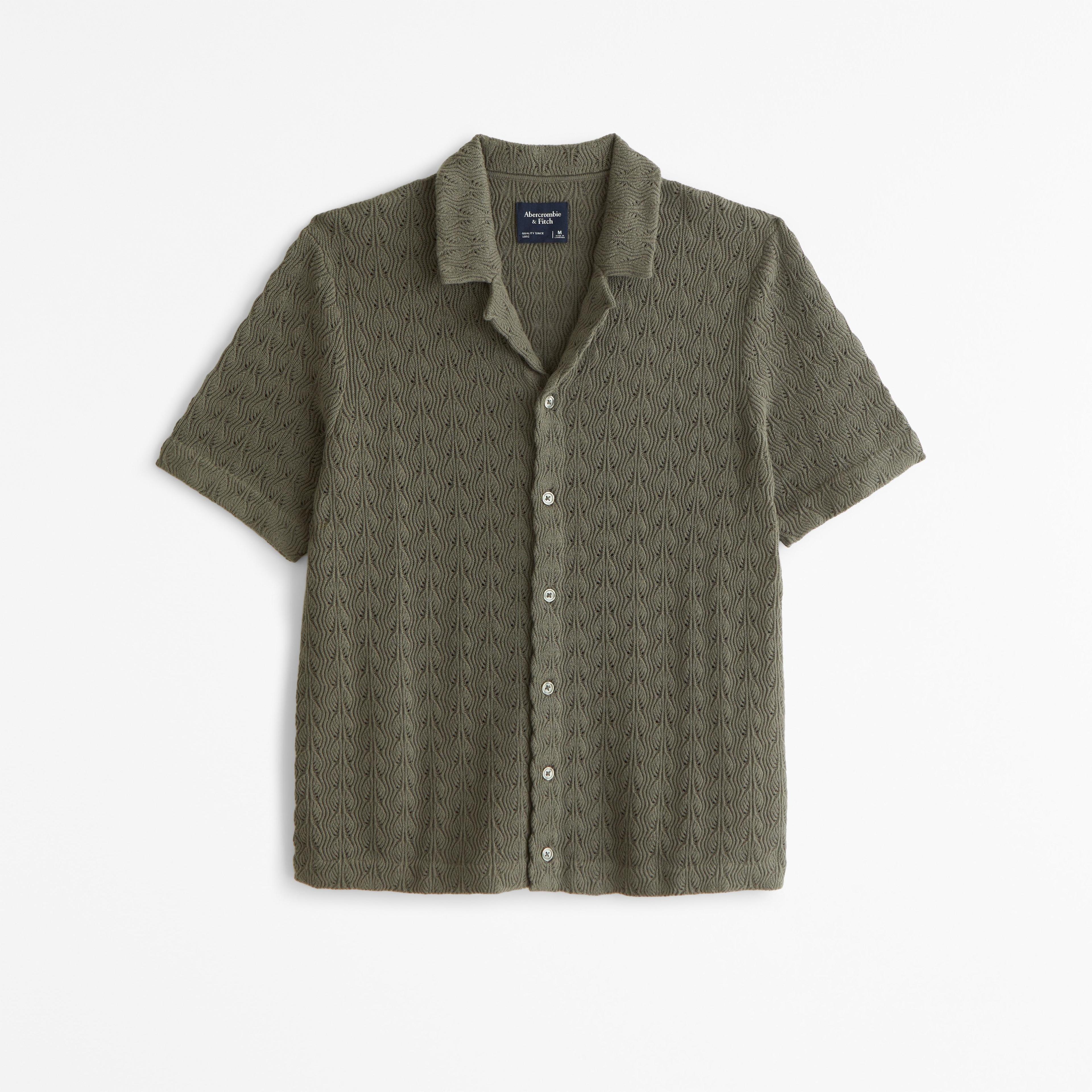 Textured Knit Button-Through Sweater Polo Product Image