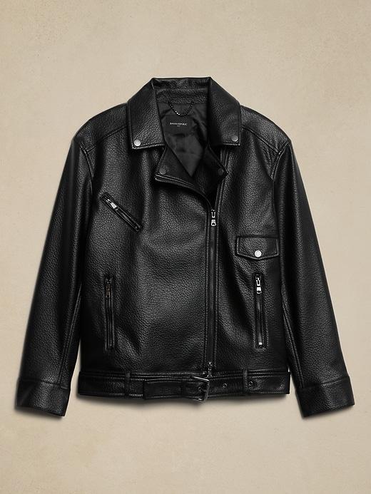 Vegan Leather Moto Jacket Product Image