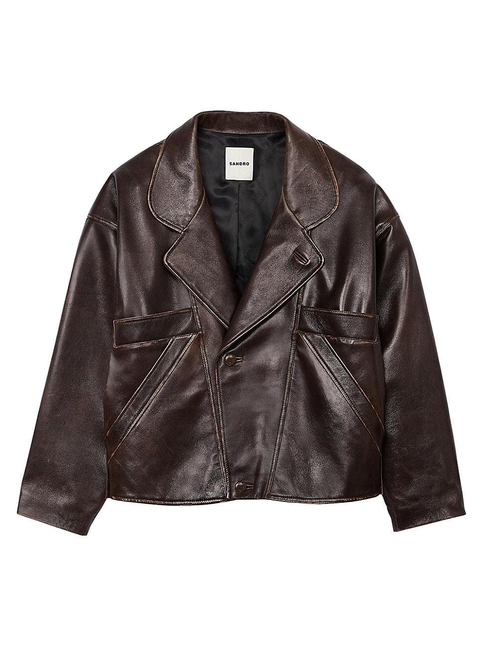 Womens Oversized Leather Jacket Product Image