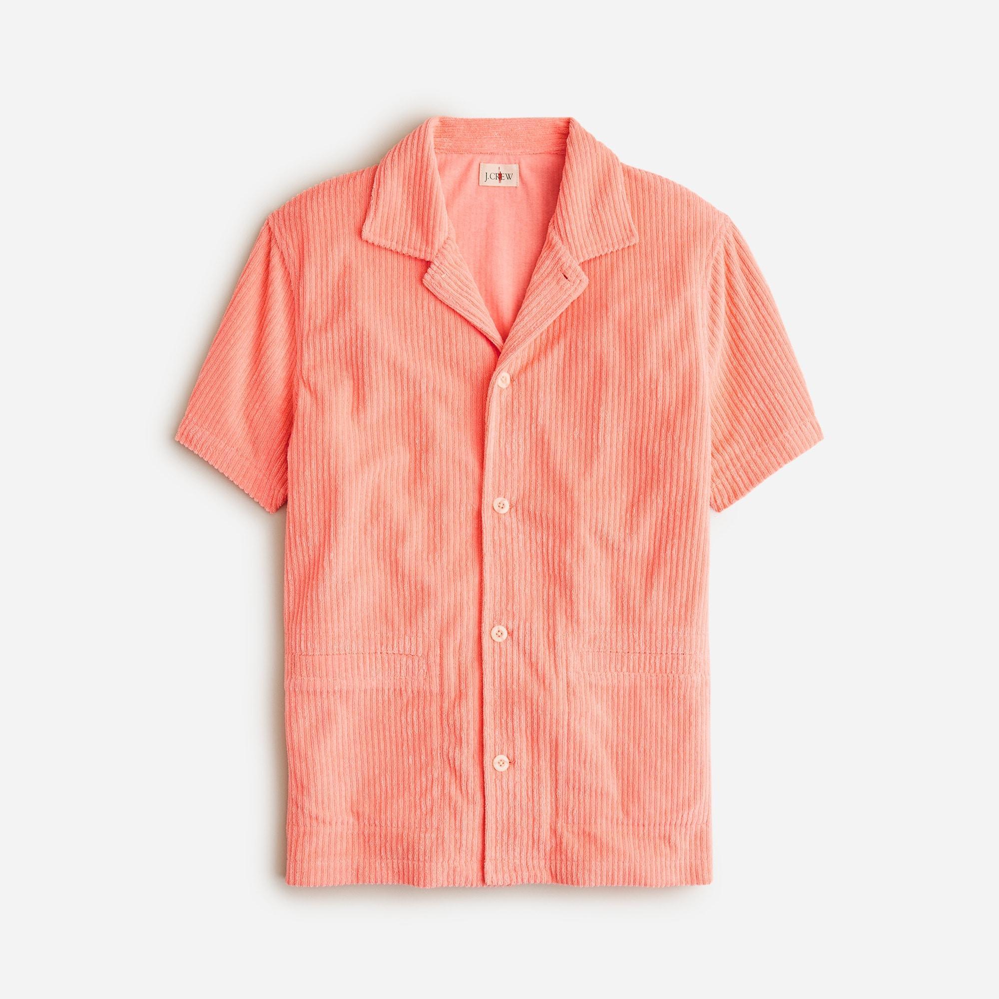 Short-sleeve corded terry camp-collar shirt Product Image