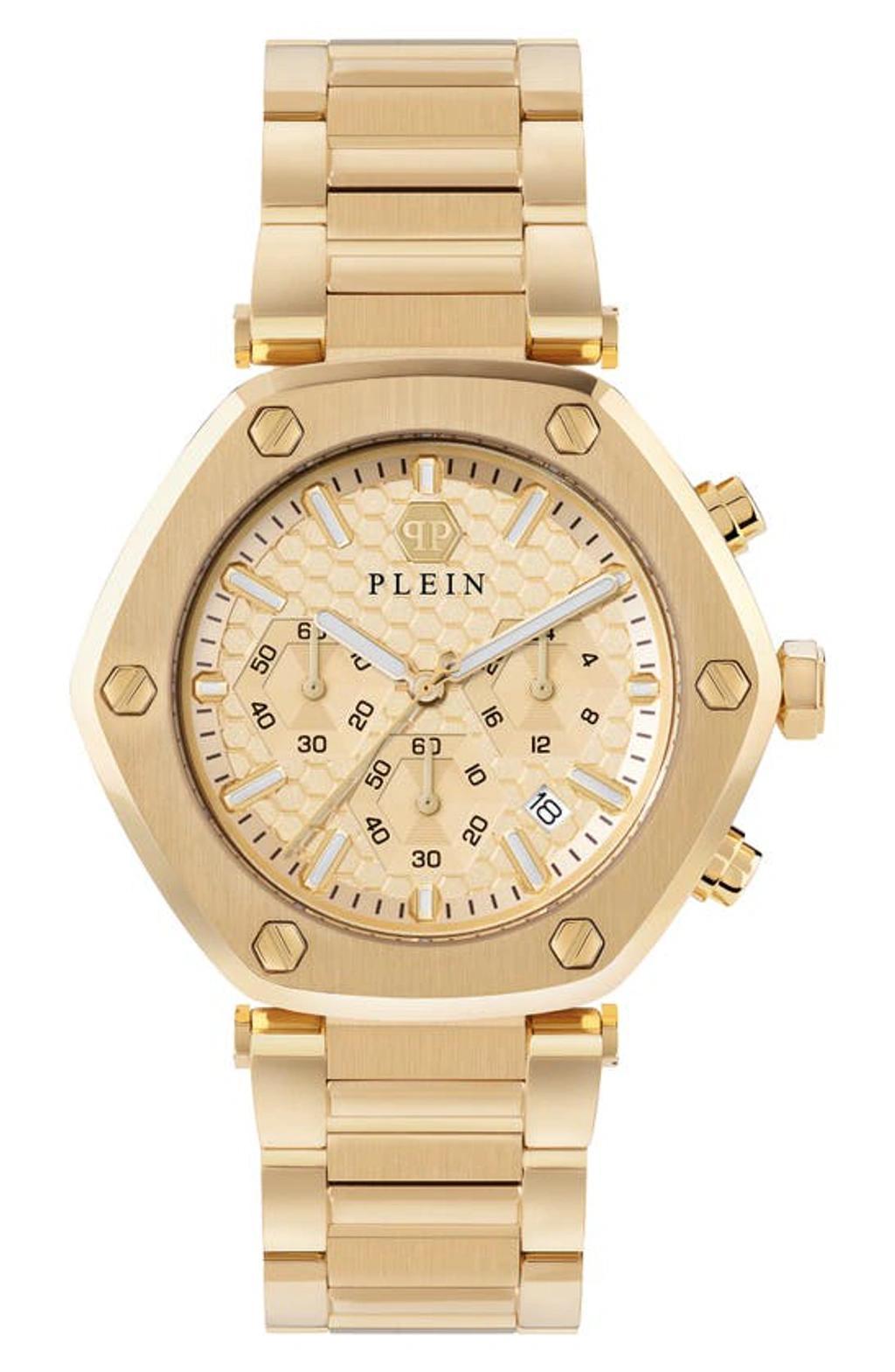 PHILIPP PLEIN Men's The Hexagon Chronograph Gold-tone Stainless Steel Bracelet Watch 42mm In Multi Product Image