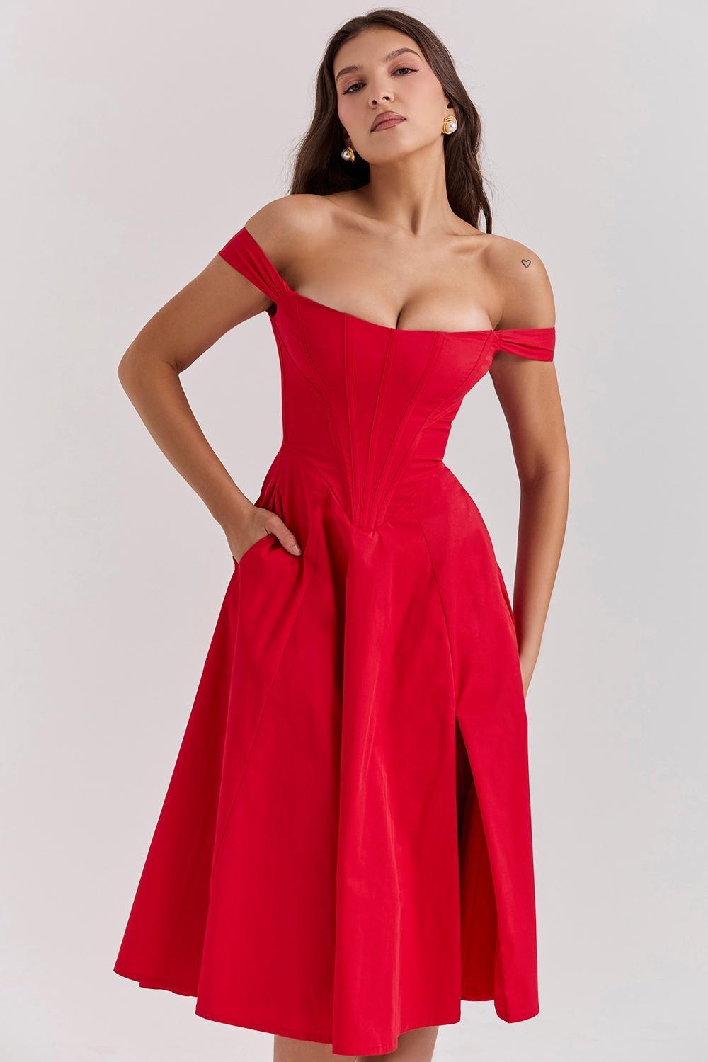 Saira Scarlet Midi Sundress Product Image