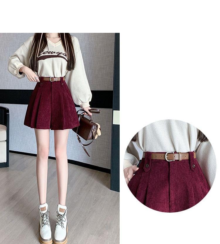 High Waist Corduroy Wide Leg Shorts Product Image