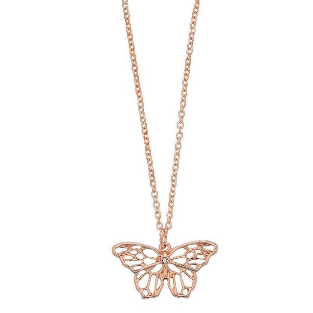 LC Lauren Conrad Rose Gold Tone Butterfly Pendant, Womens Product Image