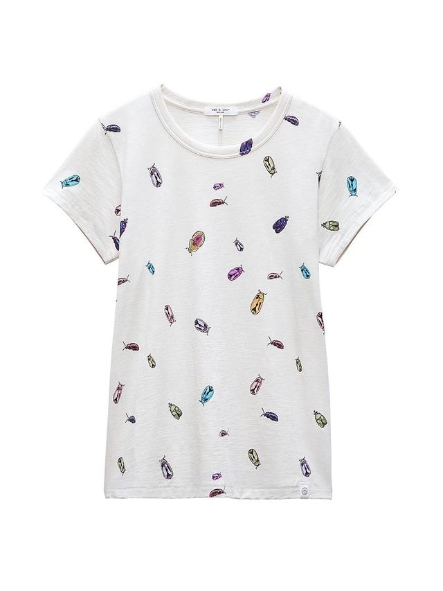 Womens Beetle Print Cotton T-Shirt Product Image