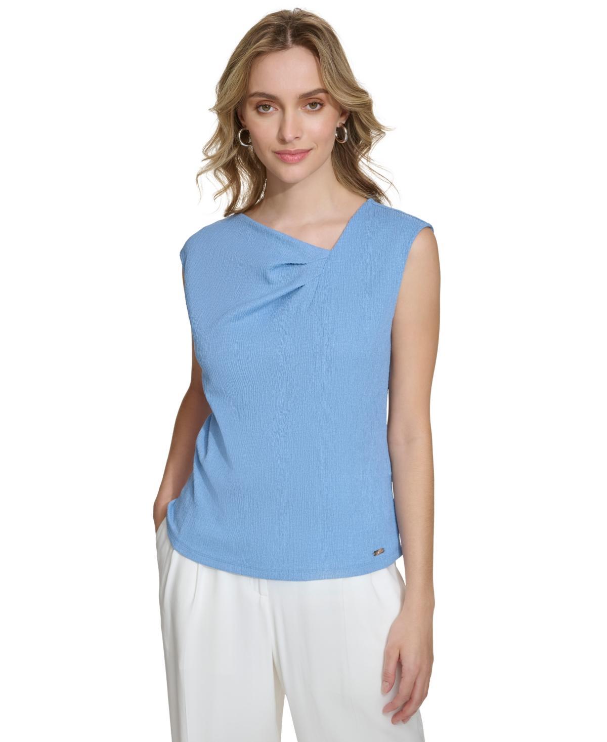 Calvin Klein Womens Sleeveless Asymmetrical Neck Top Product Image