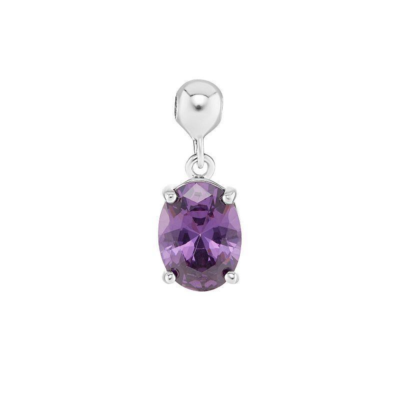 PRIMROSE Sterling Silver Oval Cubic Zirconia Sliding Charm, Womens, Purple Product Image