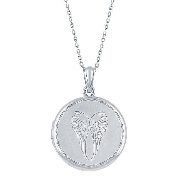 Sterling Silver Matte Angel Wings Locket, Womens Product Image