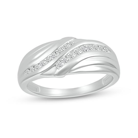 Men's 1/4 CT. T.w. Diamond Rolling Waves Ring in 10K White Gold Product Image