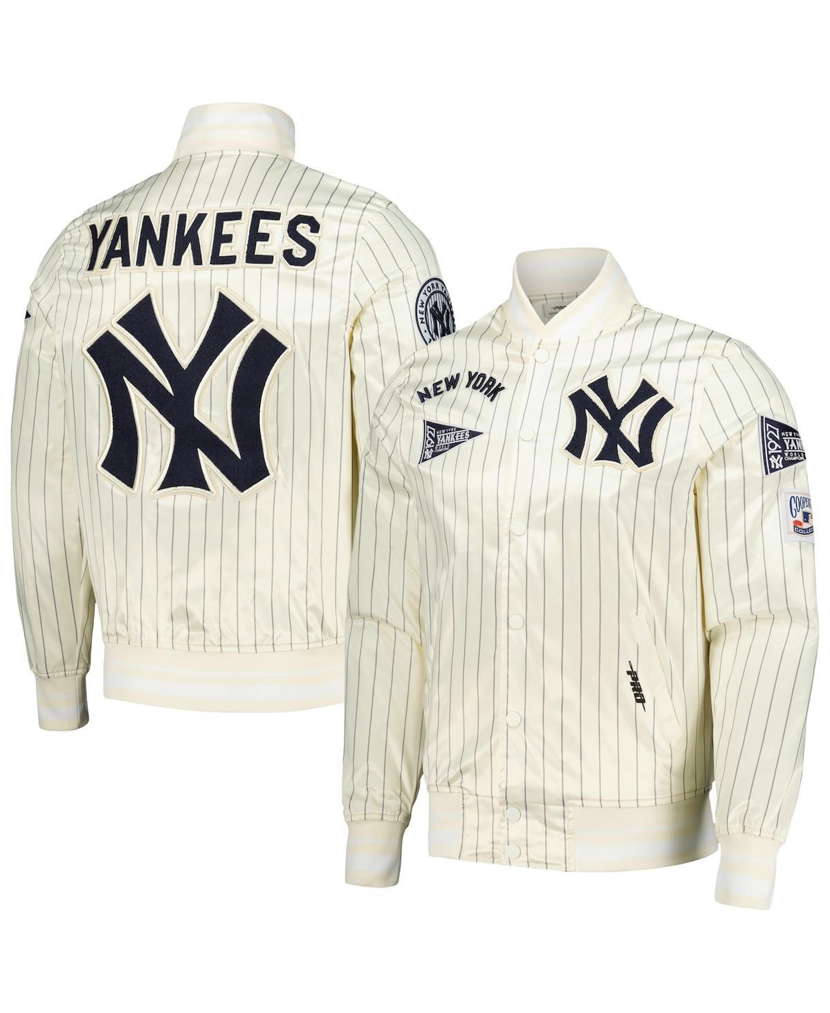 Pro Standard Mens Cream New York Yankees Cooperstown Collection Pinstripe Retro Classic Satin Full-Snap Jacket Product Image