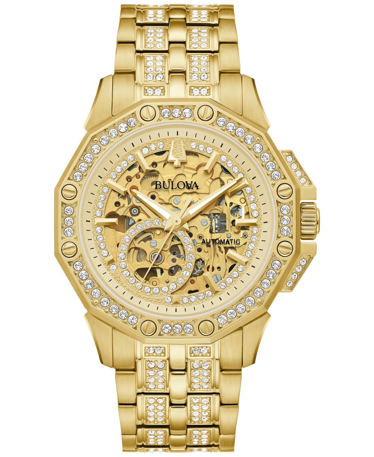 Bulova Crystal Collection Mens Automatic Gold Tone Stainless Steel Bracelet Watch Product Image