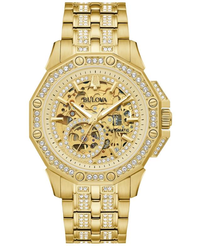 Bulova Crystal Collection Mens Automatic Gold Tone Stainless Steel Bracelet Watch Product Image