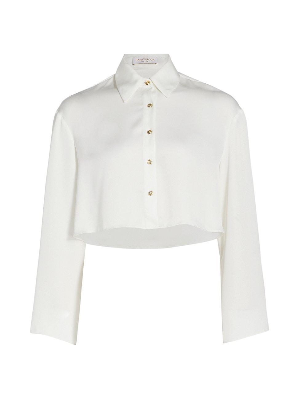 Womens Skyla Satin Crop Shirt Product Image