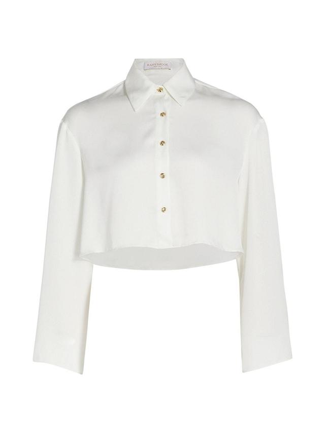 Womens Skyla Satin Crop Shirt Product Image