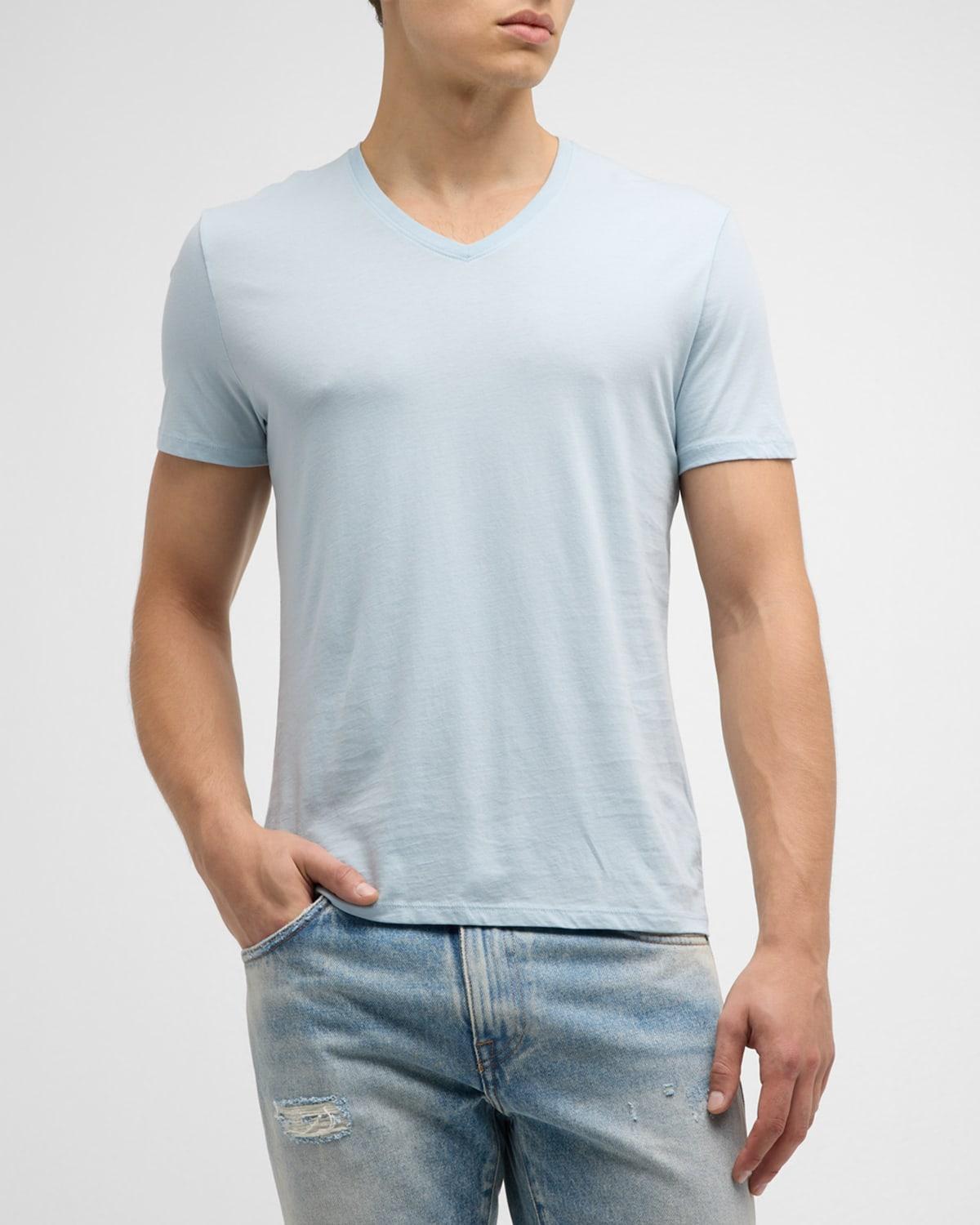 Mens Slim Fit V-Neck Cotton T-Shirt Product Image