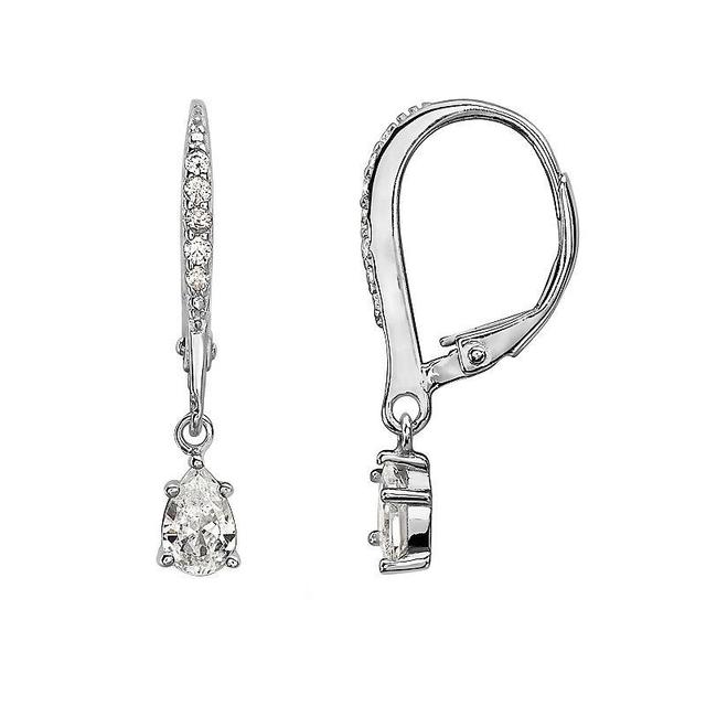 Sterling Silver Cubic Zirconia Drop Earrings, Womens Product Image