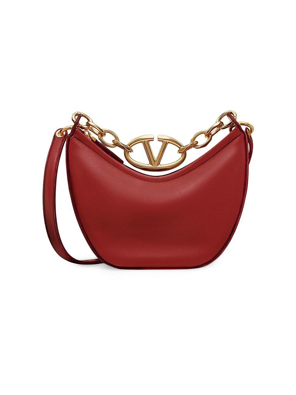 Womens VLogo Moon Mini Hobo Bag in Nappa Leather Product Image