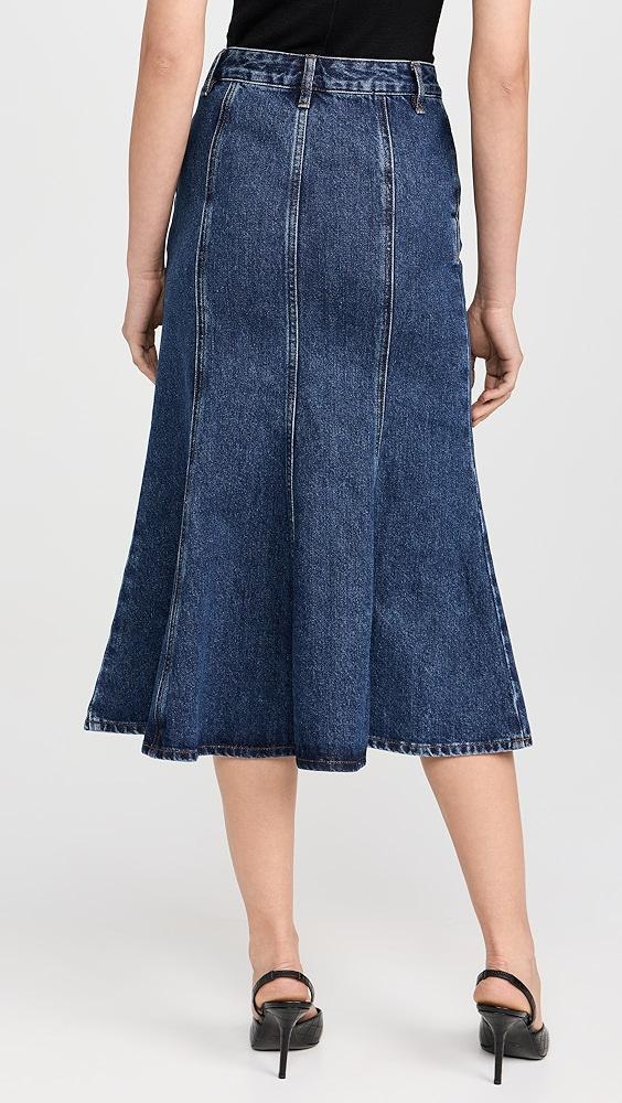 Self Portrait Flared Denim Midi Skirt | Shopbop Product Image