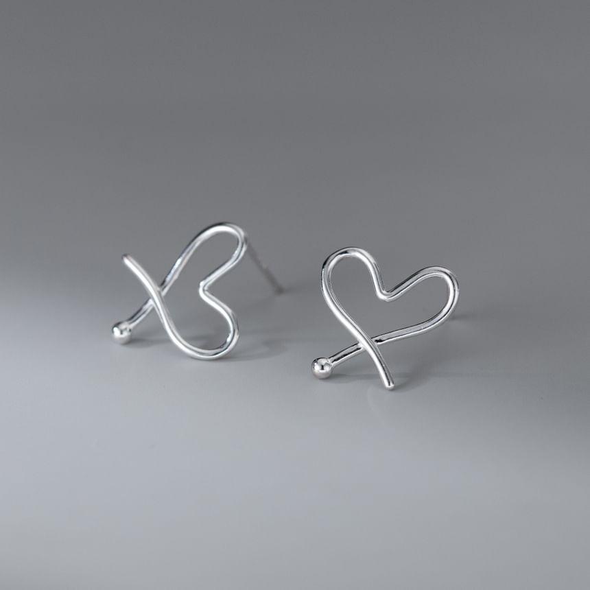 925 Sterling Silver Heart Stud Earring Product Image