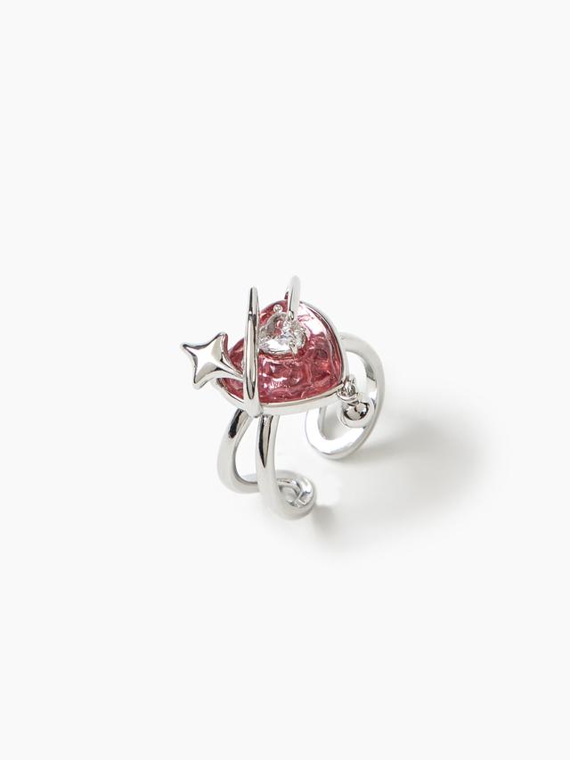 Heart & Star Gemstone Cuff Ring Product Image