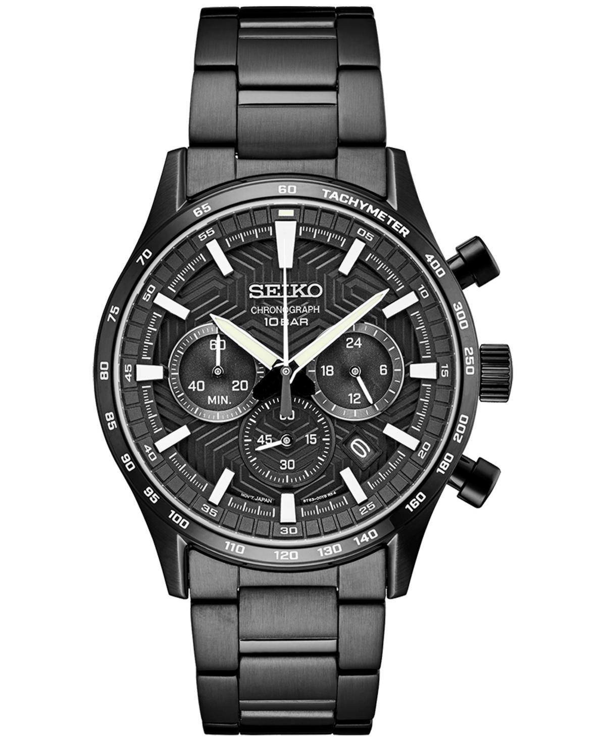 Seiko Essentials Mens Black Ion Plated Stainless Steel Chronograph Watch - SSB415 Product Image