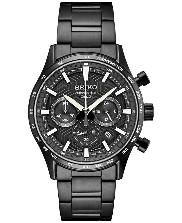 Seiko Essentials Mens Black Ion Plated Stainless Steel Chronograph Watch - SSB415 Product Image