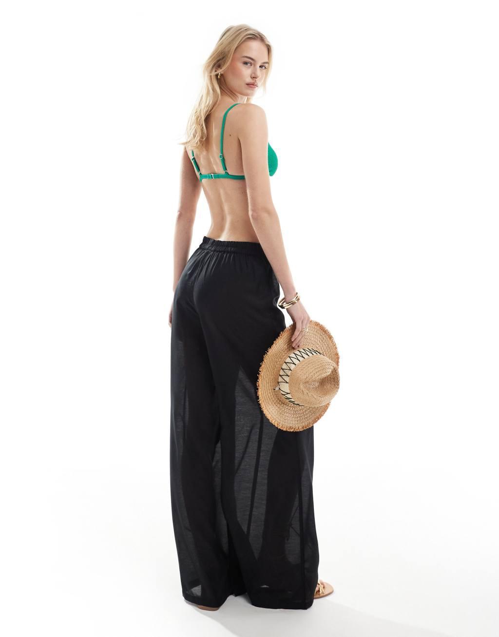 Vero Moda Tall beach pants in black Product Image