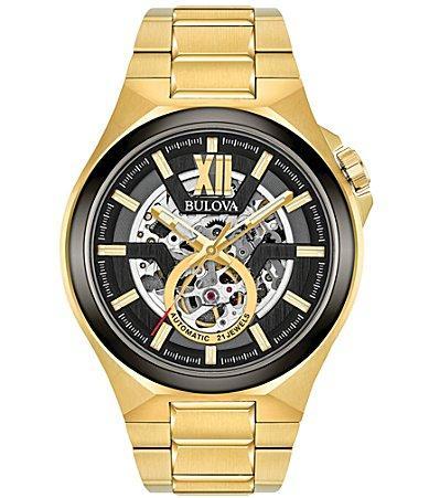 Bulova Mens Maquina Automatic Gold Stainless Steel Bracelet Watch Product Image